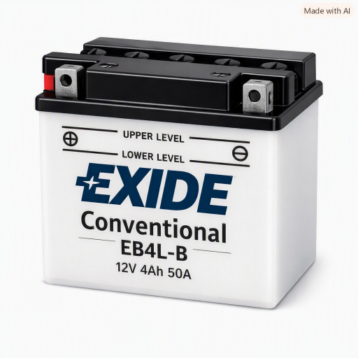 Baterie moto: EXIDE CONVENTIONAL EB4L-B 12V 4AH 50A - EXIDE EB4L‑B – baterie moto 12V 4Ah 50A, tehnologie Conventional Flooded, compatibilă cu numeroase modele. Fiabilitate, pornire sigură și performanță constantă.