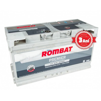 Cod produs:	
5952350090ROM CB

Marca baterie	ROMBAT
Model	PREMIER
Capacitate (Ah)	95Ah
Curent de pornire (A)	900A
Polaritate	Normala (dreapta +)
L(mm)	353mm
l(mm)	175mm
H(mm)	190mm
Tip fixare baza	B13
Dimensiuni borne	19.5mm x 17.9mm
Greutate baterie	cca 23.75 kg
Garantie baterie	3 ani